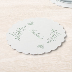 Porta-copo De Papel Noiva botânica simples em verde sage
