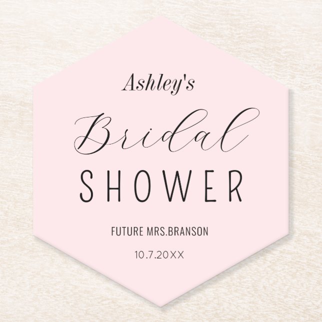 Porta-copo De Papel Noiva Chuva Rosa Elegante (Frente)