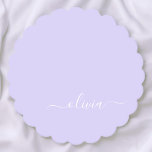 Porta-copo De Papel Nome do Monograma da Rapariga de Script Moderno Ro<br><div class="desc">Portas copos De Papel De Nome Do Monograma De Script Simples Roxo Da lavanda. Isso faz a formatura perfeita,  aniversário,  casamento,  chá de panela,  aniversário,  chá de fraldas ou presente de festa de solteira para alguém que ama luxo de vidro e estilos quíticos.</div>