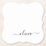 Porta-copo De Papel Nome do Monograma Girly de Script Moderno Branco N<br><div class="desc">Portas copos de papel do Monograma de Script Simples Preto e Branco. Isso faz a formatura perfeita,  aniversário,  casamento,  chá de panela,  aniversário,  chá de fraldas ou presente de festa de solteira para alguém que ama luxo de vidro e estilos quíticos.</div>