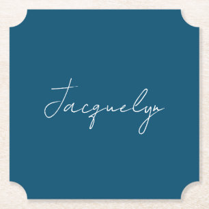 Porta-copo De Papel Nome Minimalista Moderno Elegante Plana Azul do Oc