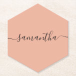 Porta-copo De Papel Nome Personalizado da Caligrafia Rosa Esmagada<br><div class="desc">Simples e elegante porta copos de nomes. Usar como um cartão de local de casamento exclusivo</div>