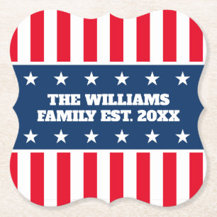 Porta-copo De Papel Nome personalizado da família 4 de julho de comemo