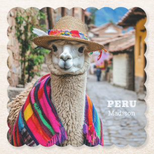 Porta-copo De Papel Nome personalizado Peru Llama