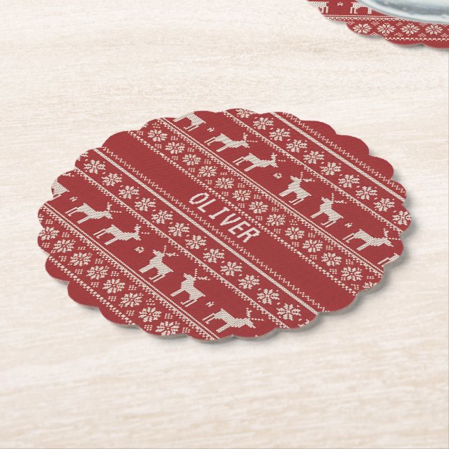 Porta-copo De Papel Nordic Reindeer Christmas Personalized  (Angular)