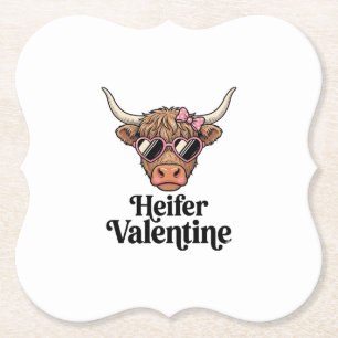Porta-copo De Papel Novilha Valentine Highland Cow Design Vintage_1