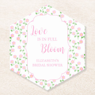 Porta-copo De Papel O Amor Está em Flor Rosa Churrasco de Noiva Floral
