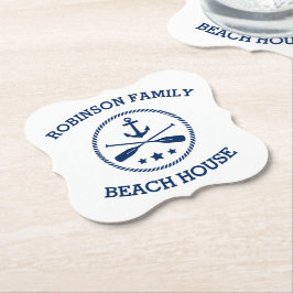 Porta-copo De Papel O nome da família da casa de praia Anchor Oars Sta