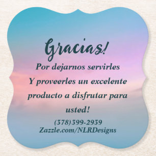 Porta-copo De Papel Obrigado Gracias Sky Blue Pink Edite Seu Próprio