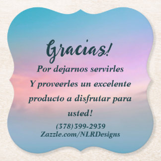 Porta-copo De Papel Obrigado Gracias Sky Blue Pink Edite Seu Próprio