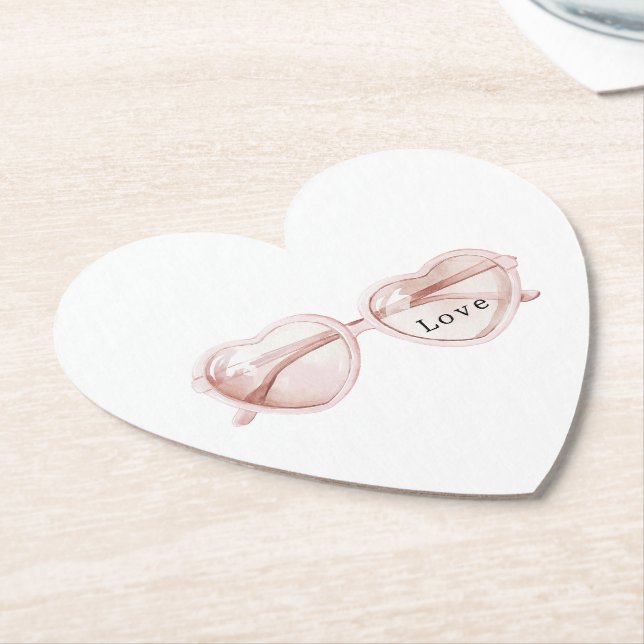 Porta-copo De Papel Óculos de Coração Rosa Amor (Angular)