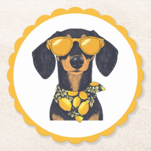 Porta-copo De Papel Óculos de Sol de Cachorro Dachshund Legais Limões
