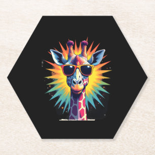 Porta-copo De Papel Óculos de Sol Vintage Girafa Animal Africano Engra