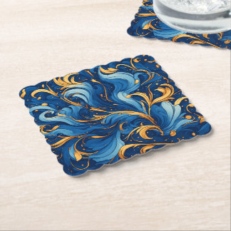 Porta-copo De Papel Ondas Reais de Fantasia Redemoinhos de Azul e Dour