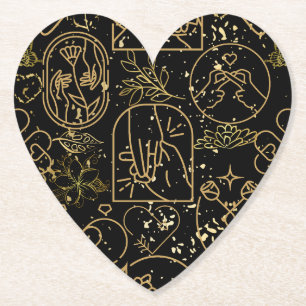 Porta-copo De Papel Ornamentos de casamento em preto Dourado BG