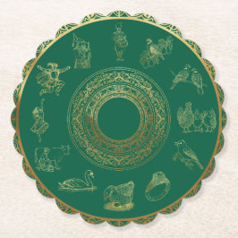 Porta-copo De Papel Os Doze Dias do Natal Verde