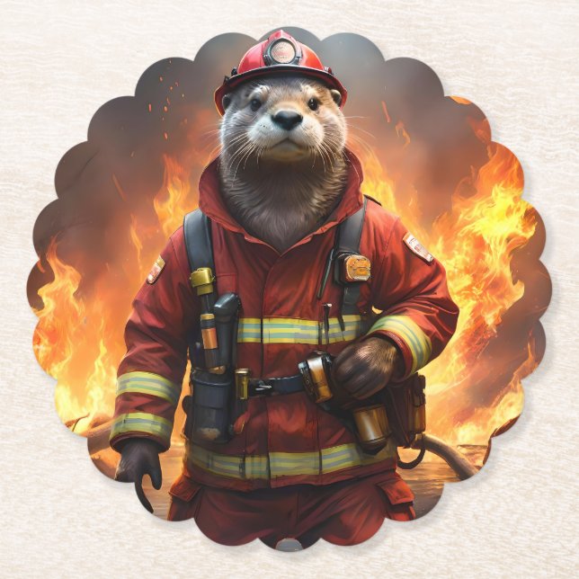 Porta-copo De Papel Otter bombeiro Backburing, (Frente)
