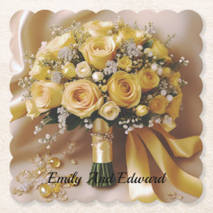 Porta-copo De Papel "Ouro Brilhante: Uma Honrosa Bouquet do Amor"