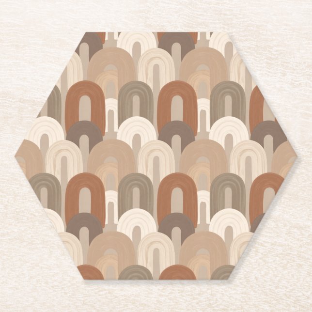 Porta-copo De Papel Padrão Abstrato de Arco Neutro (Frente)