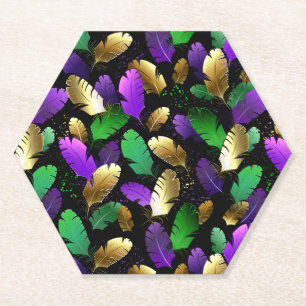 Porta-copo De Papel Padrão contínuo com penas de Mardi Gras