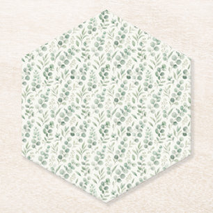 Porta-copo De Papel Padrão contínuo de folhas de eucalipto minimalista