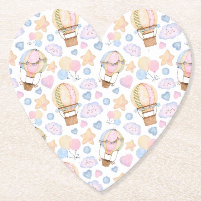 Porta-copo De Papel Padrão de Aquarela do Balão de Ar Quente (Frente)