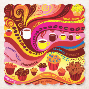 Porta-copo De Papel Padrão de Café e Muffins