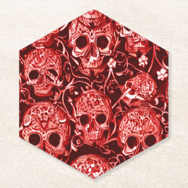 Porta-copo De Papel Padrão de crânios vermelhos