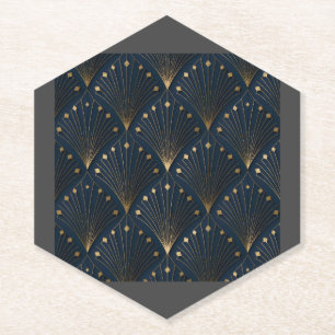 Porta-copo De Papel Padrão de decoração azul e dourado