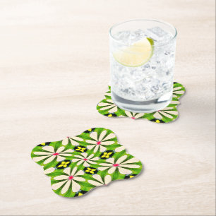 Porta-copo De Papel Padrão de Flores Estéticas