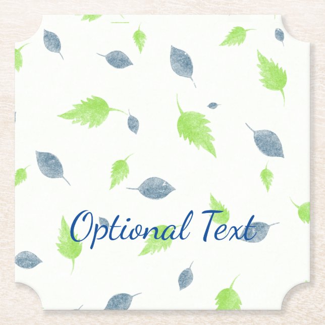 Porta-copo De Papel Padrão de Folhas Azul e Verde (Frente)