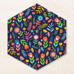 Porta-copo De Papel Padrão de Folhas Flores Exóticas Pintadas à Mão-23