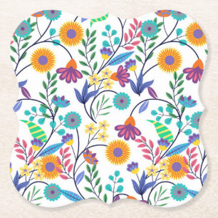 Porta-copo De Papel Padrão De Fundo Floral Exótico Colorido-23145