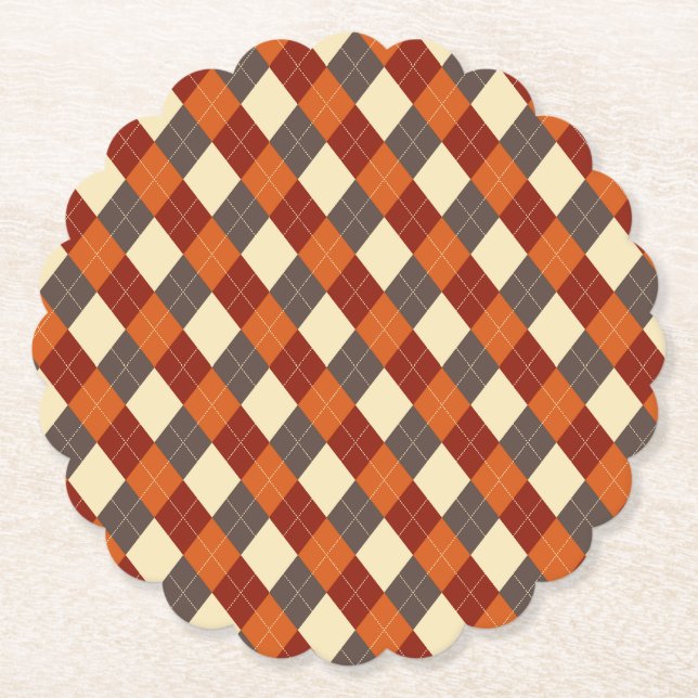 Porta-copo De Papel Padrão de Gingham de outono (Frente)