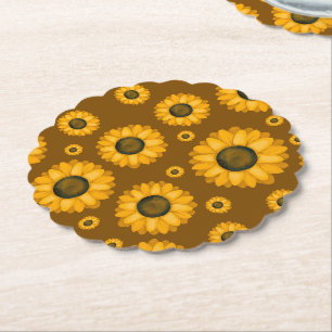 Porta-copo De Papel Padrão de Girassol Dourado