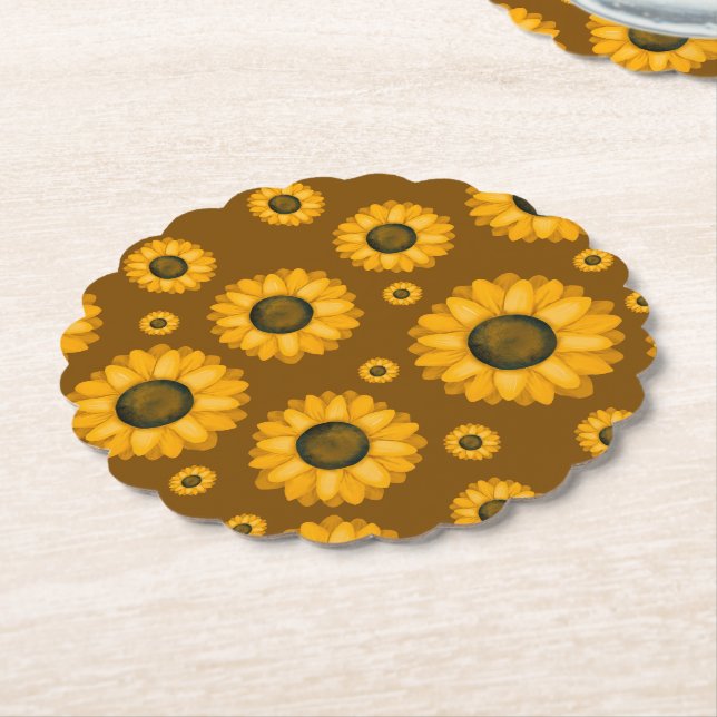 Porta-copo De Papel Padrão de Girassol Dourado (Angular)