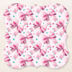 Porta-copo De Papel Padrão de Laço Coquete Rosa