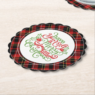 Porta-copo De Papel Padrão de Tartan Branco Amarelo-Amarelo-Vermelho 