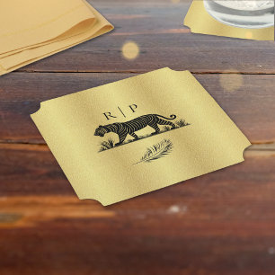 Porta-copo De Papel Padrão Elegante Monograma Preto Dourado