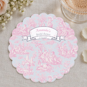 Porta-copo De Papel Padrão Elegante Toile de Jouy Azul Rosa Francês
