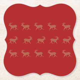 Porta-copo De Papel Padrão Festivo de Veado Caminhando Fundo Marrom Ve