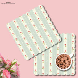 Porta-copo De Papel Padrão floral bonito do Chique em azul