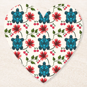 Porta-copo De Papel Padrão floral de tartaruga fofa