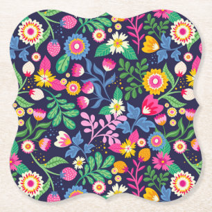 Porta-copo De Papel Padrão Floral Exótico Pintado À Mão- 48330