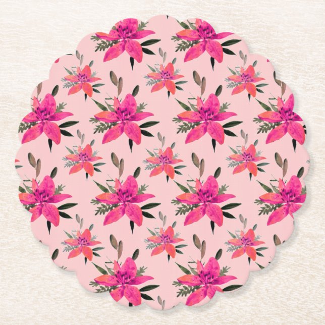 Porta-copo De Papel Padrão Floral Rosa Design- 29500 (Frente)