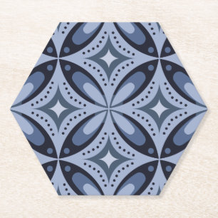 Porta-copo De Papel Padrão Geométrico Azul Estilo Retro
