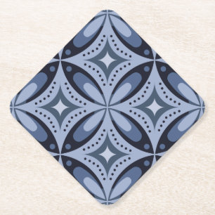 Porta-copo De Papel Padrão Geométrico Azul Estilo Retro