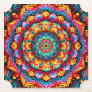 Porta-copo De Papel Padrão Geométrico Colorido de Mandala