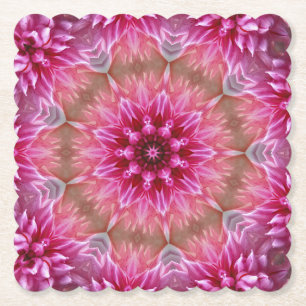 Porta-copo De Papel Padrão Geométrico de Flor Cor-de-Rosa Mandala - 67