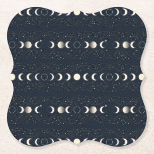 Porta-copo De Papel Padrão Minimalista de Fases Lunares com Estrelas e